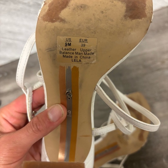 Sam Edelman | Lela Bright White Ankle Strap Squared Open Toe Heeled Sandals - Picture 10 of 12